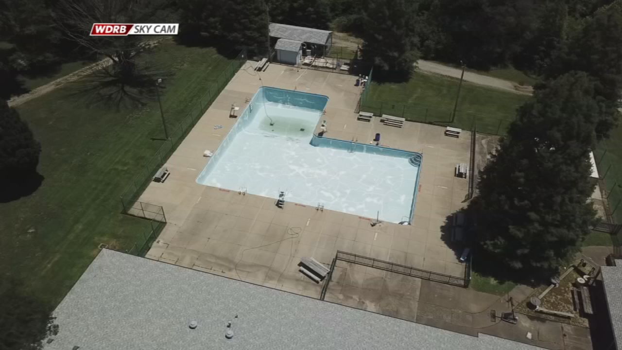 drained pool drone
